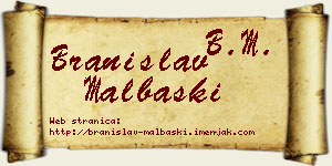 Branislav Malbaški vizit kartica